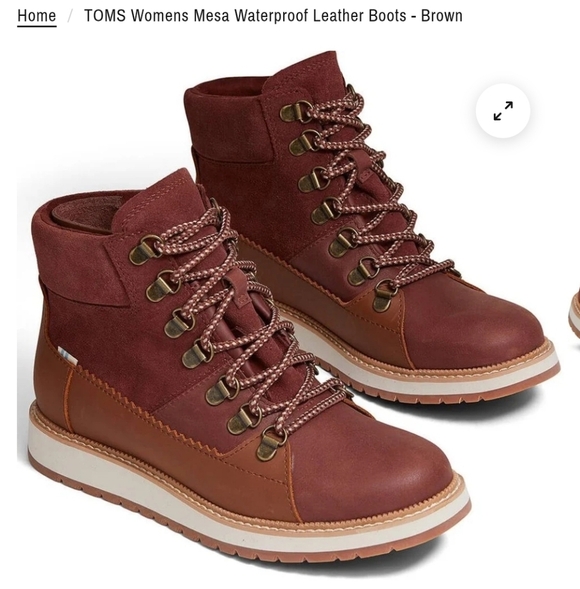 Toms Shoes - TOMS Womens Mesa Waterproof Leather Boots - Brown Size 8